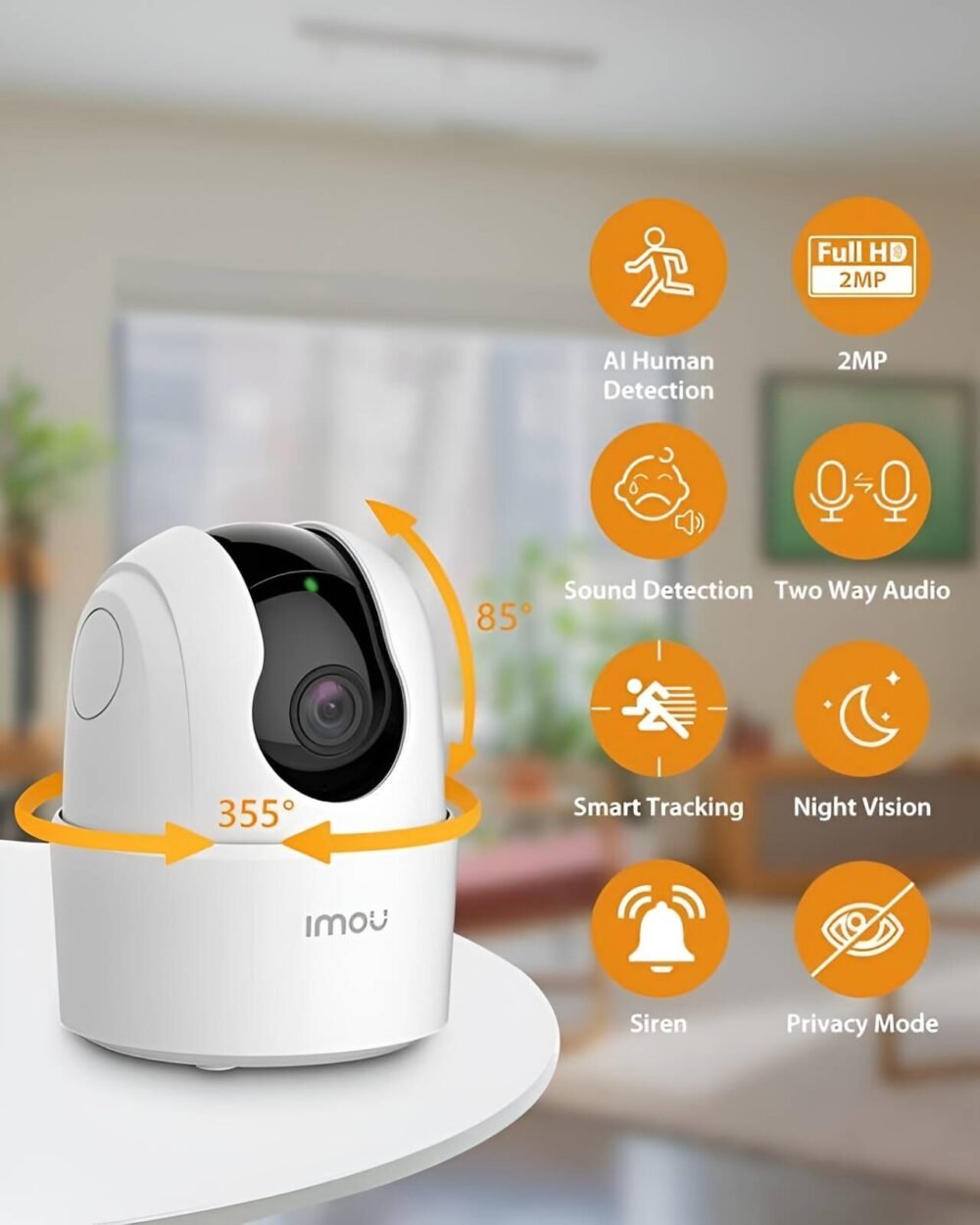 IMOU Ranger 2 Indoor Smart Security Camera 2MP Color Night Vision with Floodlight and Microphone - Image 2