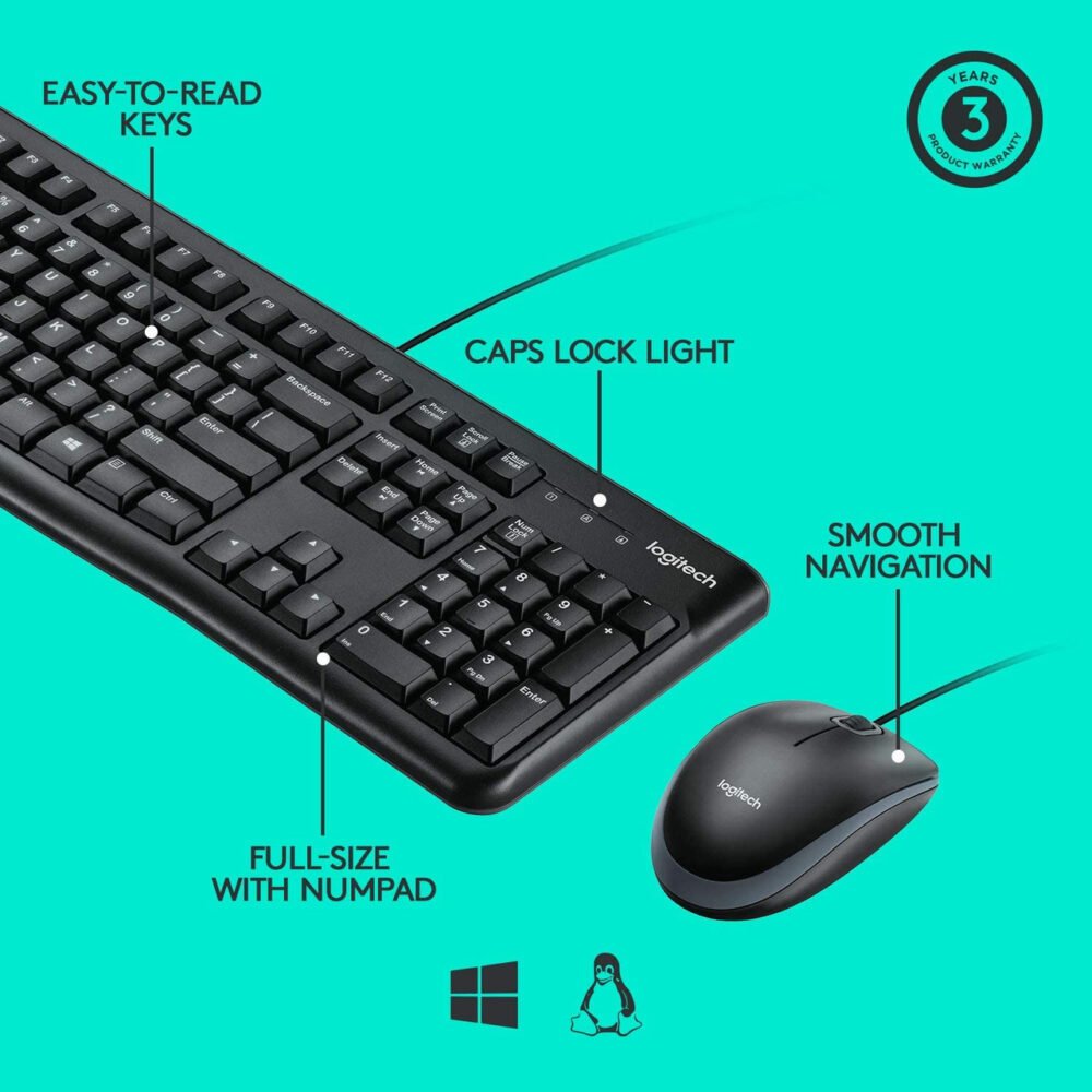 Logitech Wired Keyboard and Mouse MK120 - Image 3