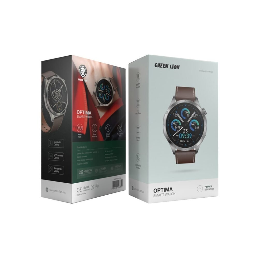 Green Lion Optima Smart Watch - Black & Silver - 7 Days Stand By - Image 5