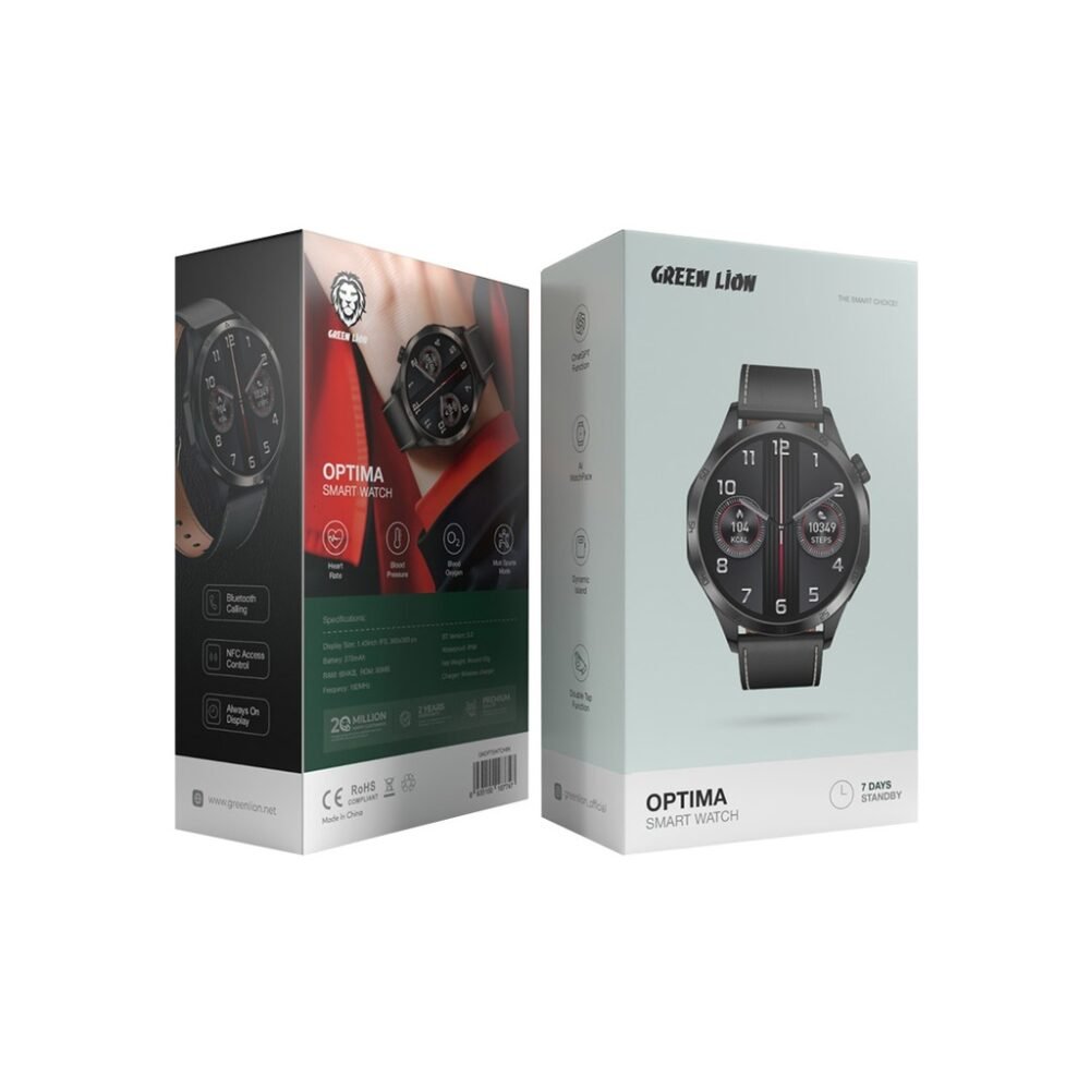 Green Lion Optima Smart Watch - Black & Silver - 7 Days Stand By - Image 4
