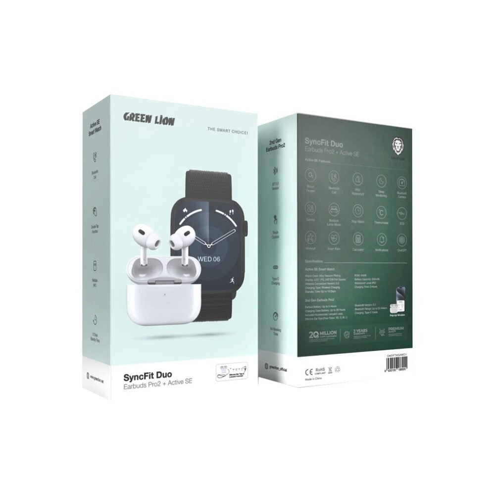 Green Lion SyncFit Duo Earbuds Pro2 + Active SE - Black/White - Image 2