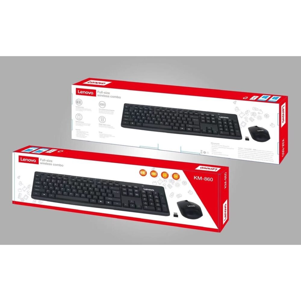 Lenovo KM-860 Wireless Combo Keyboard & Mouse Bundle With Mini USB Receiver