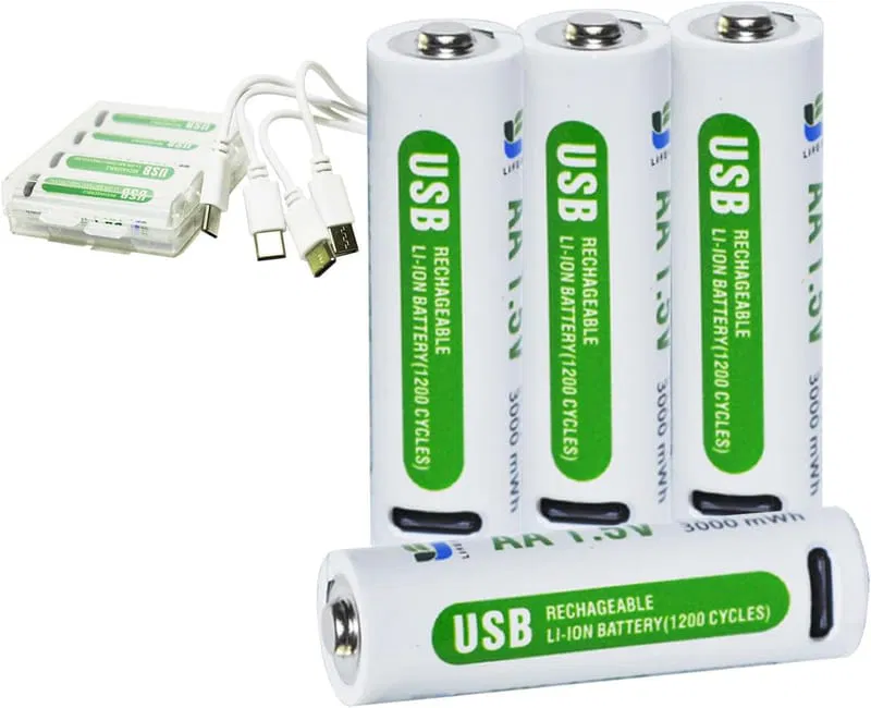 AA USB typeC Rechargeable LI-ION battery 1200 cycles 2000mAh