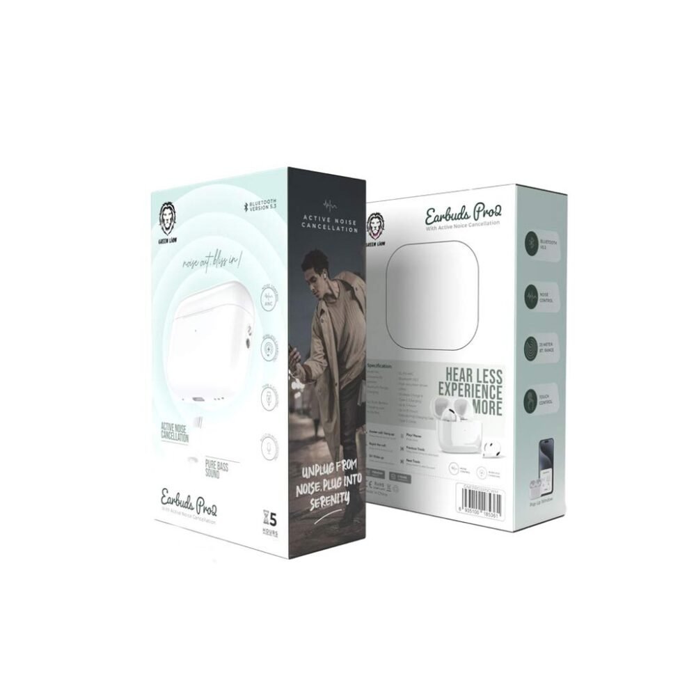 Green Lion Earbuds Pro2 with Active Noise Cancellation - White - Image 2